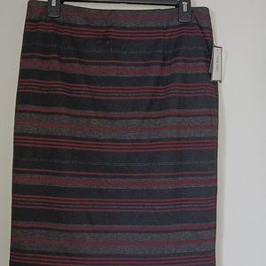 Nine West Stretch Striped Midi Skirt Sz US 6